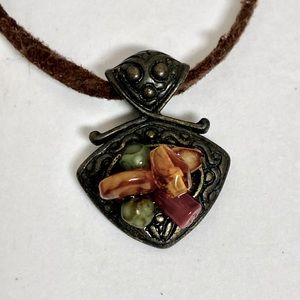 Adjustable Suede Beaded Necklace